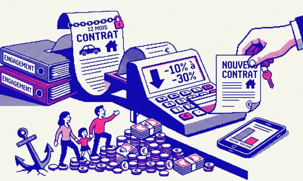Femme comparant des contrats d'assurance pour résilier son assurance avec la loi Hamon